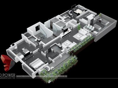 3D Cut Section Apartment Visualization